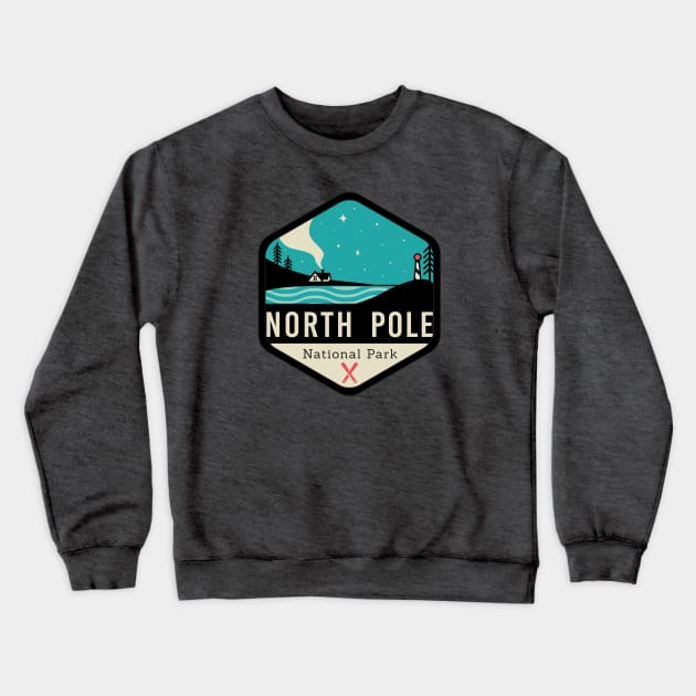 North Pole National Park Badge Crewneck Sweatshirt by CloudWalkerDesigns